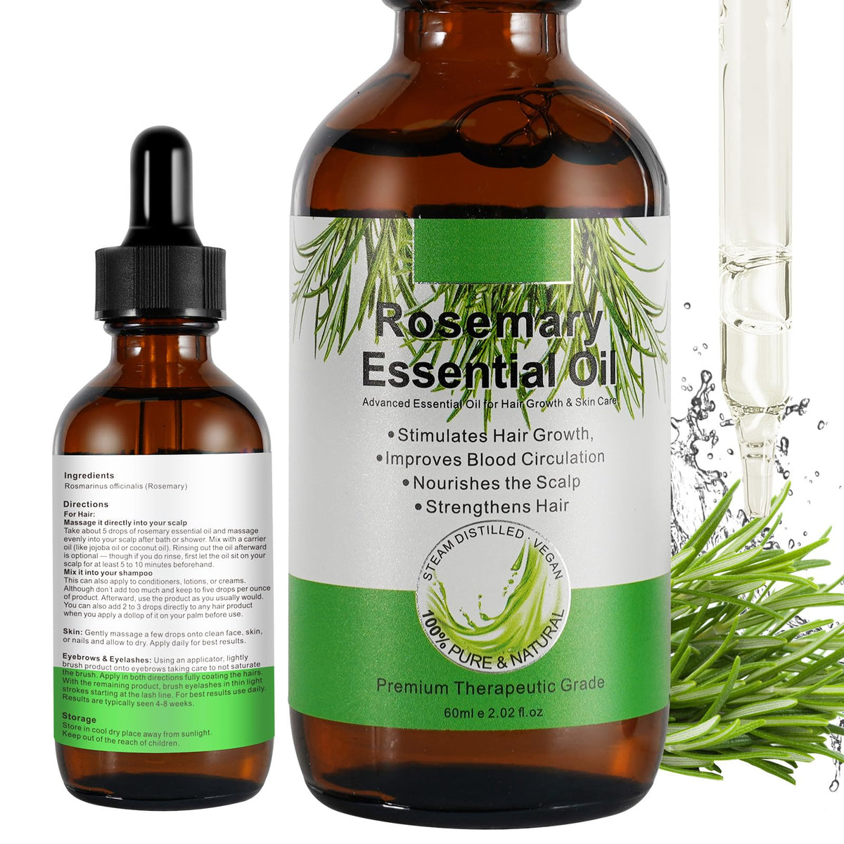 Huile essentielle de romarin Generic pour cheveux et cuir chevelu, favorisant une routine revitalisante