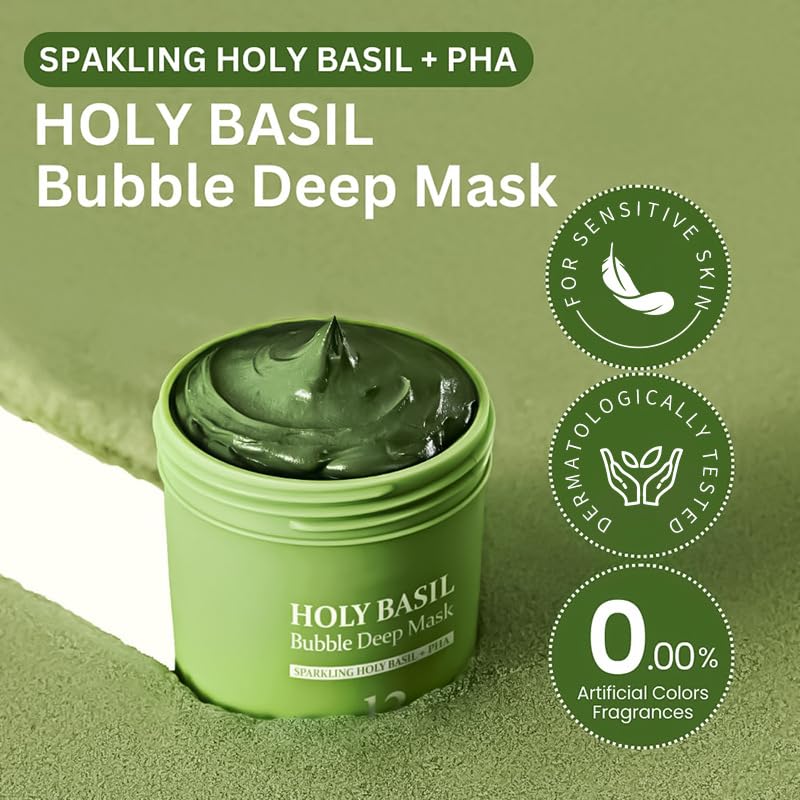 Generic masque bulle basilic sacré effervescence oxygénante sur la peau