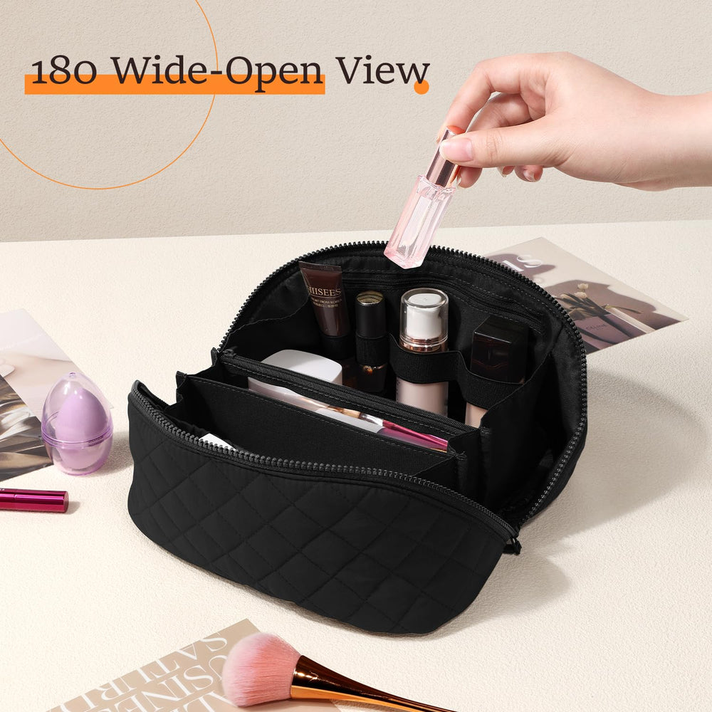 Generic sac-maquillage ouverture à plat, vue d'ensemble et accessibilité rapide