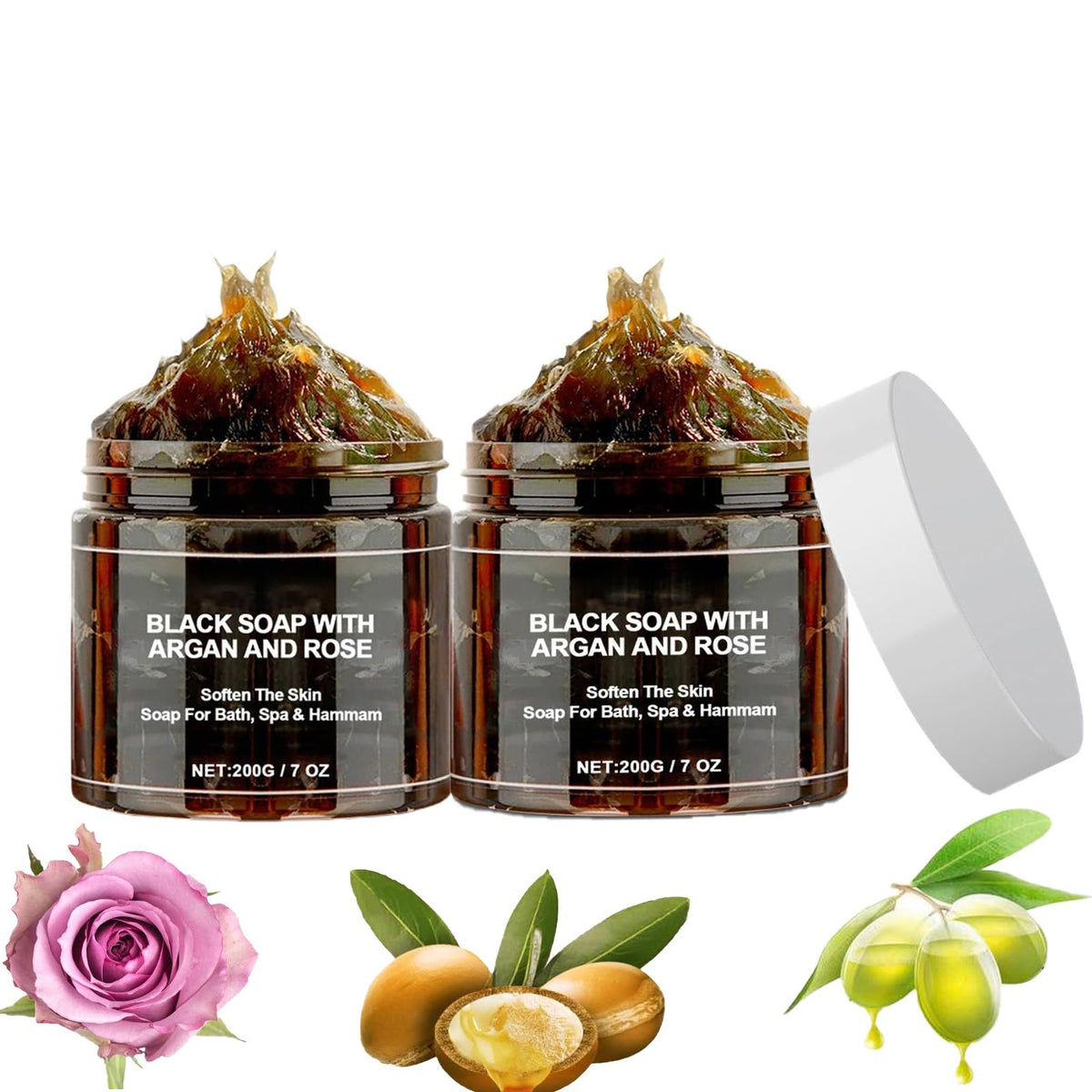 Generic savon noir marocain argan rose, texture riche pour exfolier en douceur.