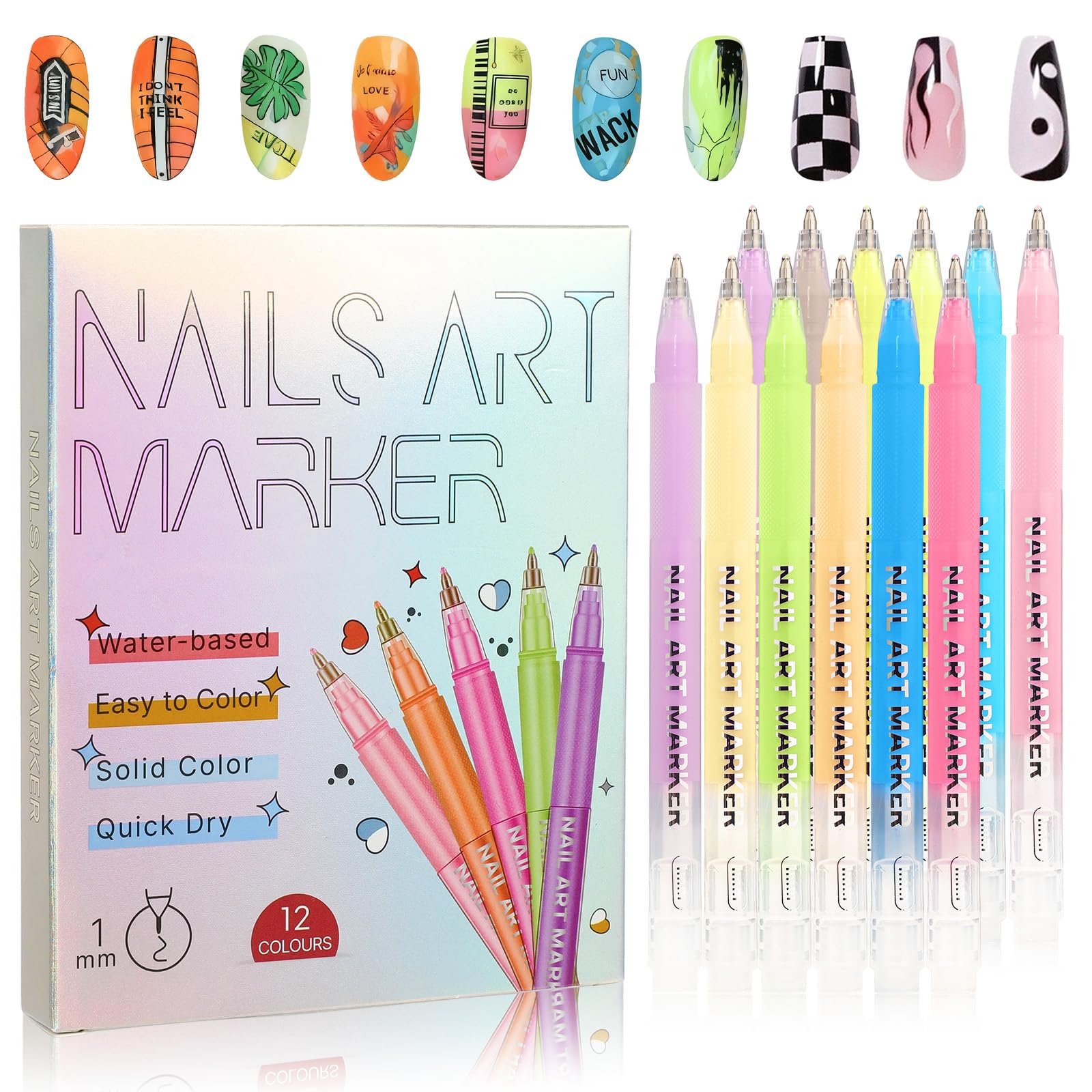 Generic stylo-art ongles 12 couleurs pour motifs nets et précis.