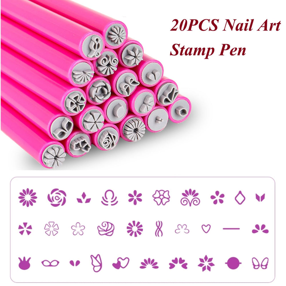 Generic stylo tampon pour ongles avec motif feuilles détails nets et précis.