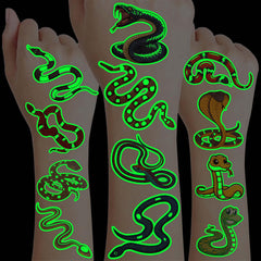 Tatouages serpents néon lumineux Generic, parfaits pour fêtes et cosplay nocturnes.