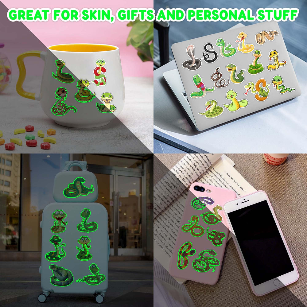 Generic tatouages serpents néon lumineux, parfaits pour activités scolaires et cadeaux.