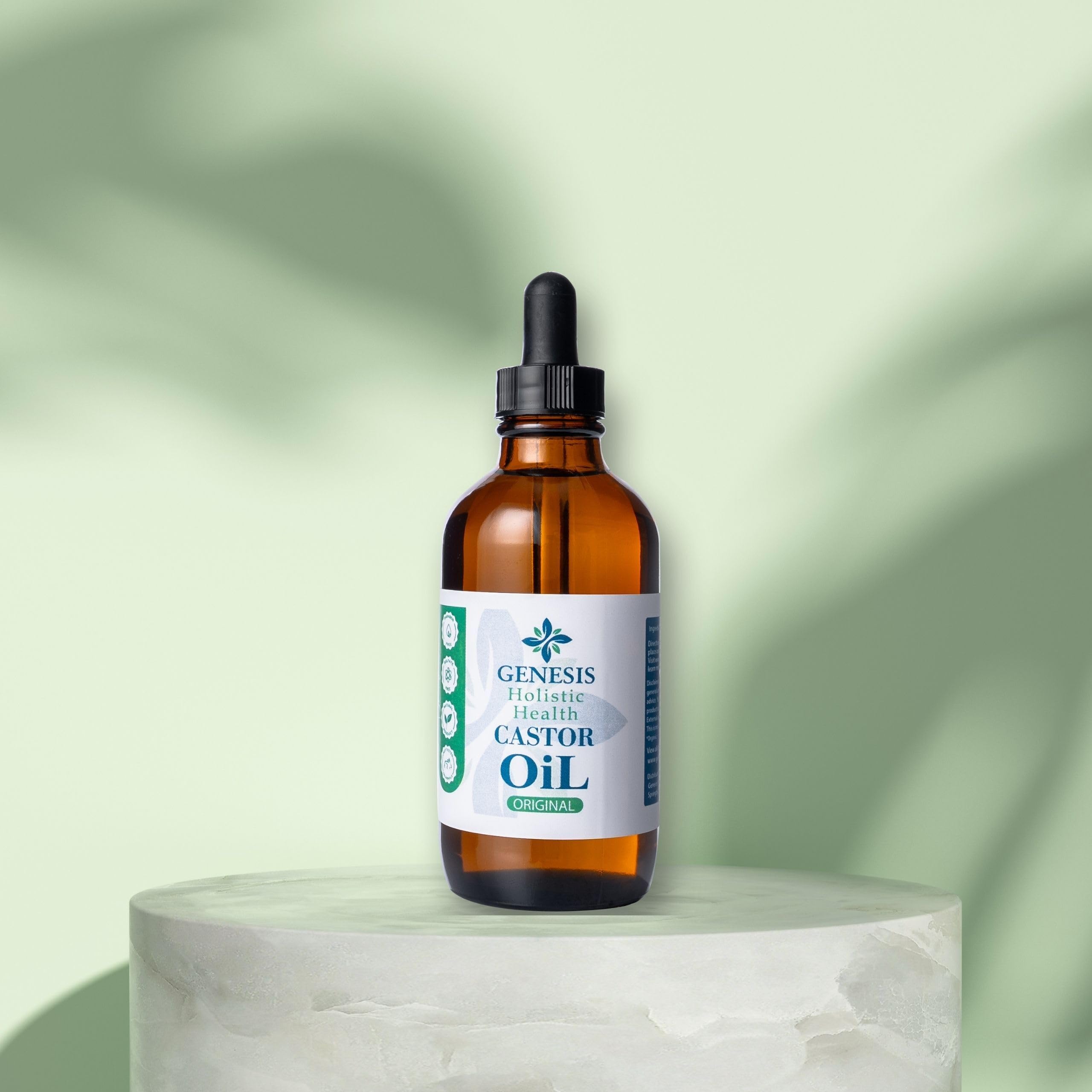 Genesis Holistic Health huile de ricin pour visage et cheveux, hydratation naturelle.