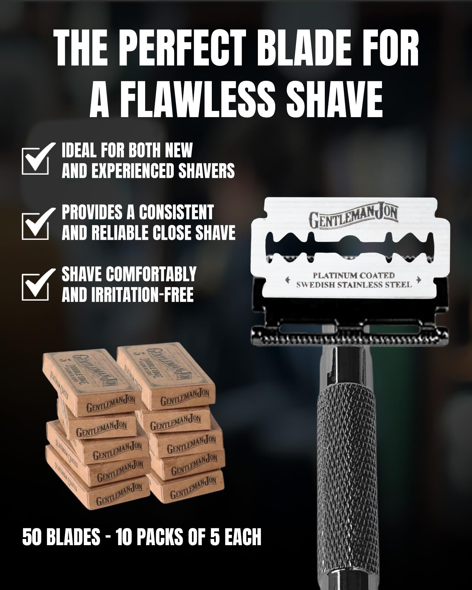 Détail d'une lame double tranchant platine pour coupe lisse.