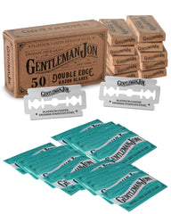 Gentleman Jon pack 50 lames double tranchant platine pour rasage durable.
