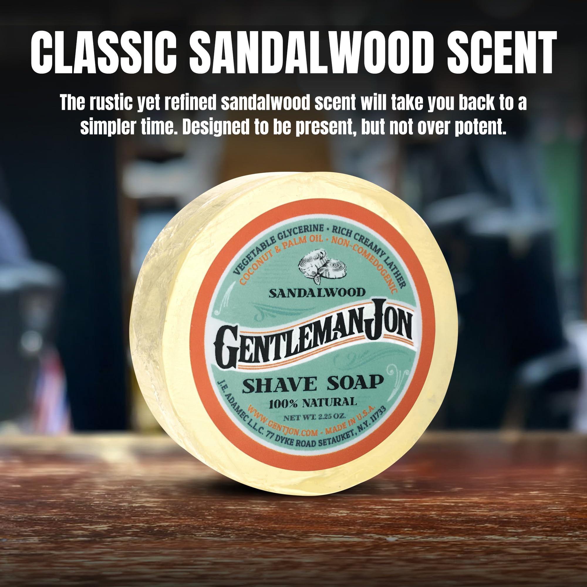 Savon de rasage Gentleman Jon bois de santal, experience de rasage fluide et precis