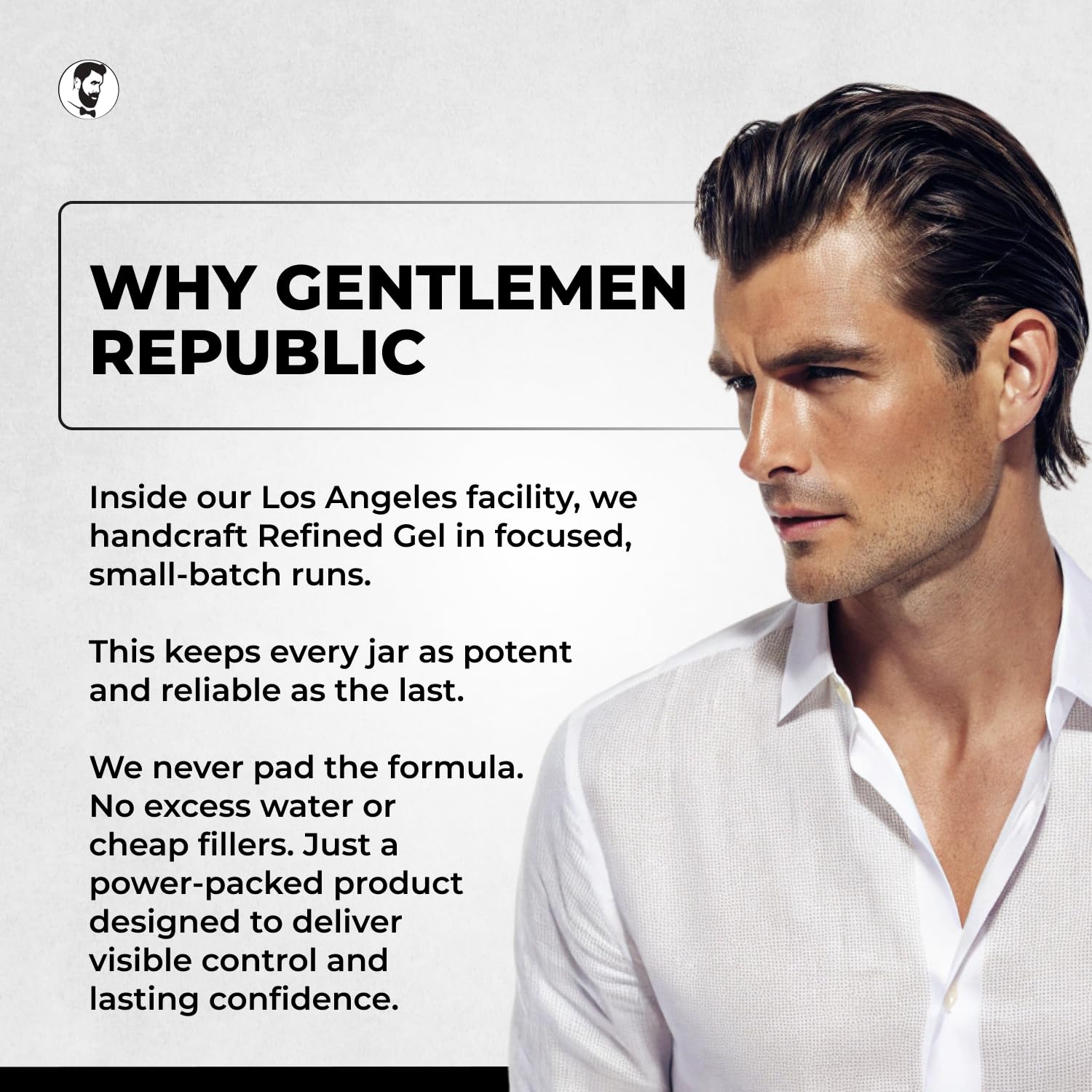 Emballage élégant et design de Gentlemen Republic pour le reflet du miroir.