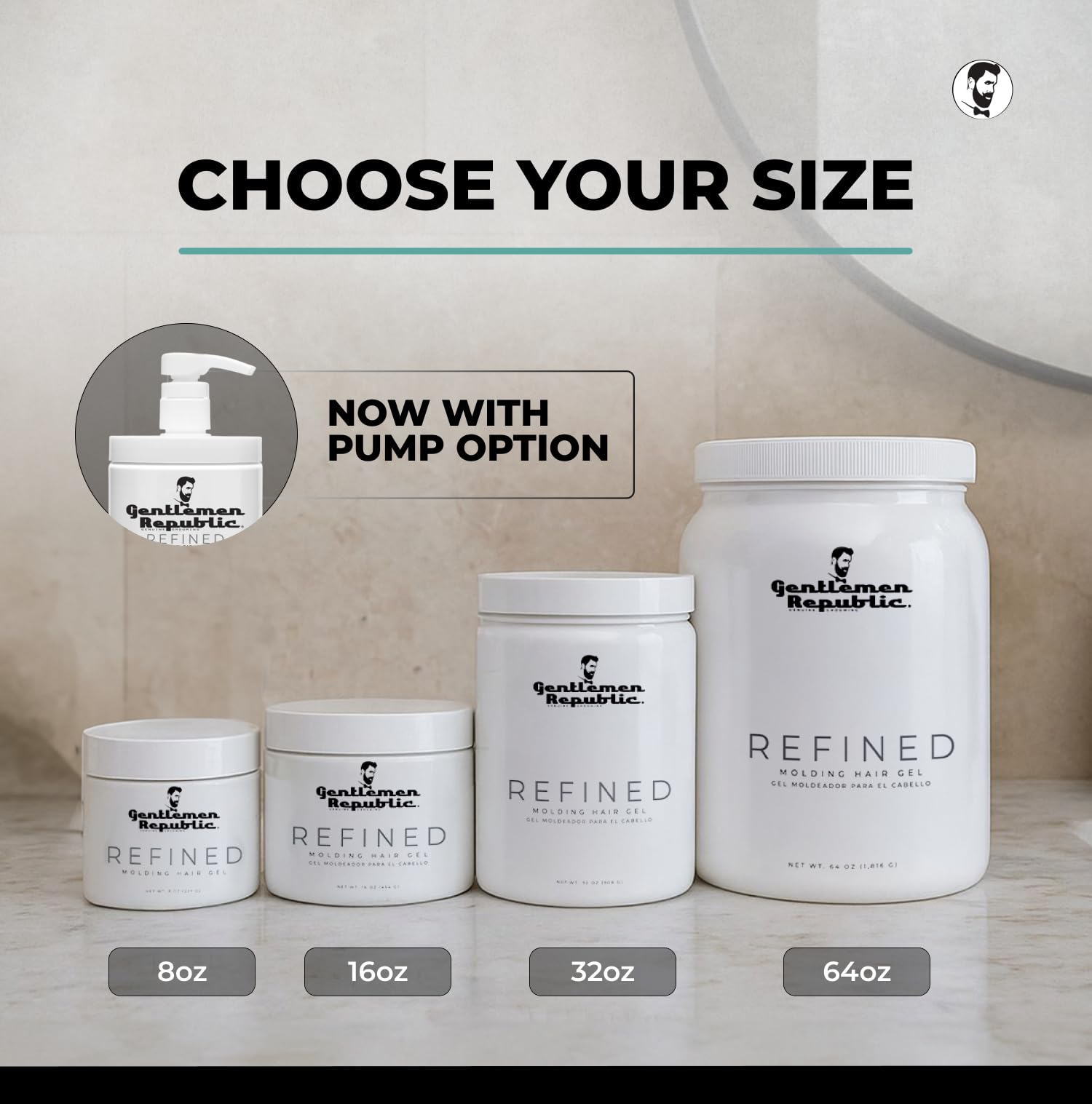 Gentlemen Republic emballage pompe ergonomique: dose controlee pour le rituel de coiffage quotidien.