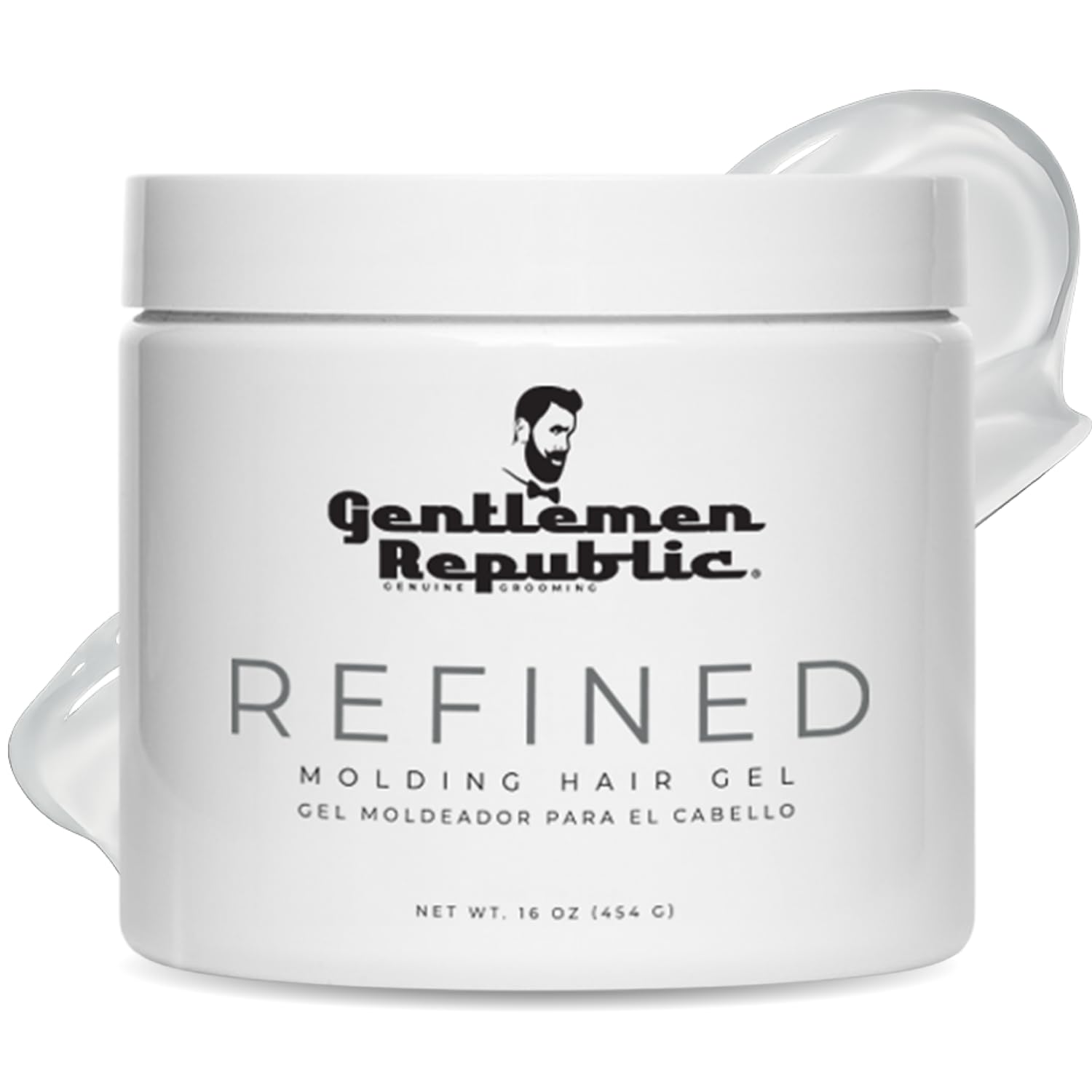 Gel coiffant Raffiné Gentlemen Republic dans sa bouteille 16oz pour un look élégant.