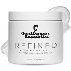 Gel coiffant Raffiné Gentlemen Republic dans sa bouteille 16oz pour un look élégant.