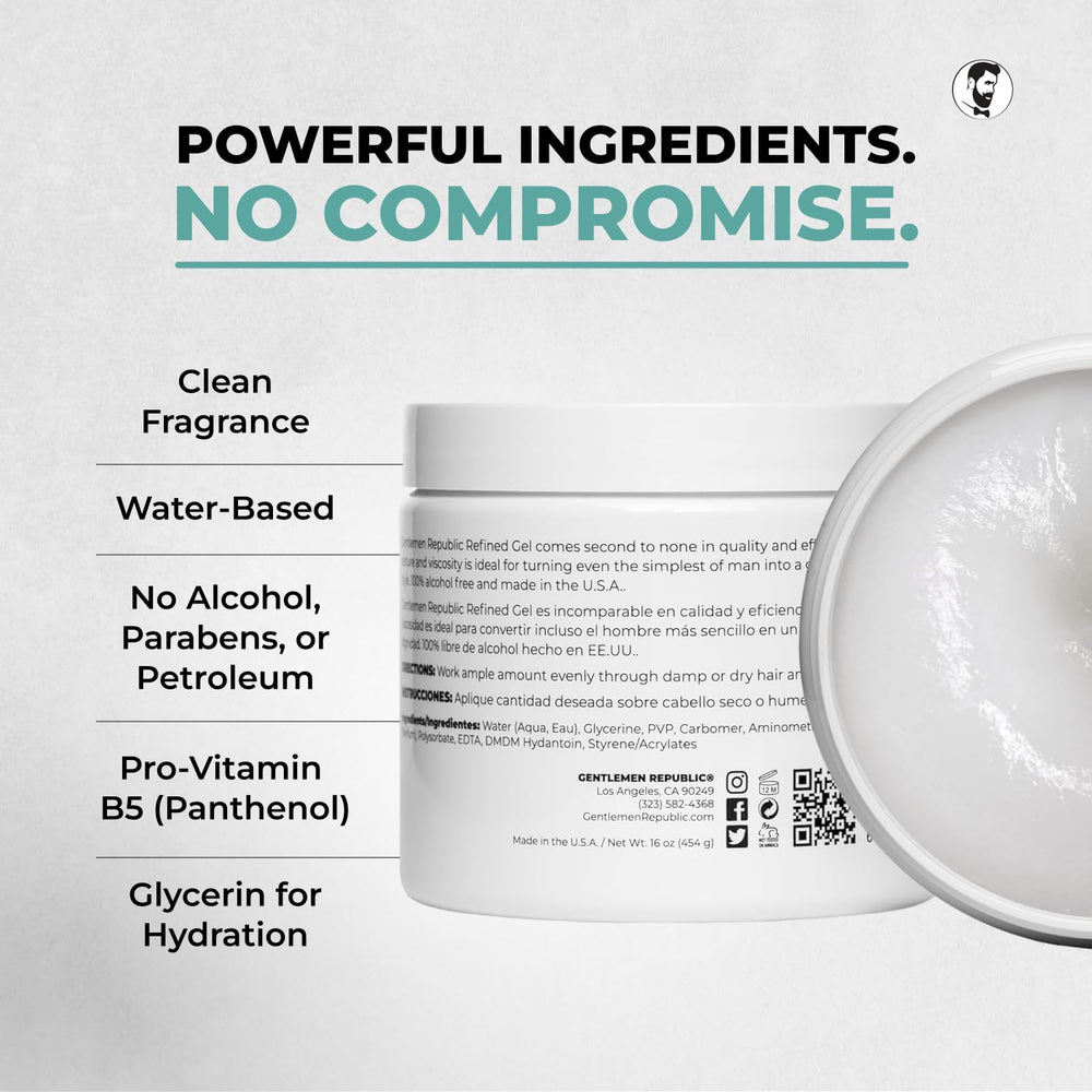 Gel Gentlemen Republic sans alcool, idéal pour routine quotidienne.