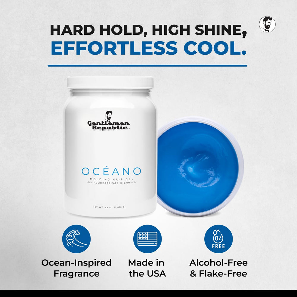 Gentlemen Republic Oceano Gel Cheveux, démonstration de fixation précise et brillance soutenue.