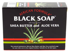 Genuine African Formula Black Soap bar texture showing moisture from shea butter.