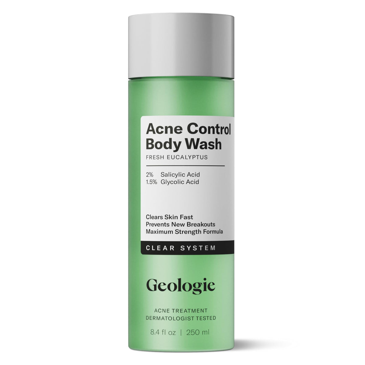 Geologie Acne Control Body Wash bottle for daily body skincare.