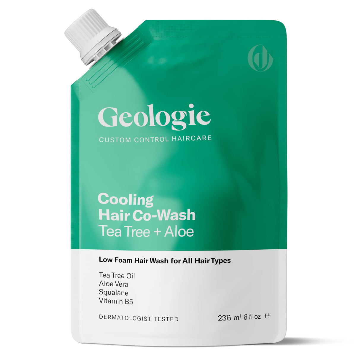Geologie Cooling Hair Co-Wash, bouteille rafraîchissante pour cuir chevelu sain et cheveux faciles à coiffer.