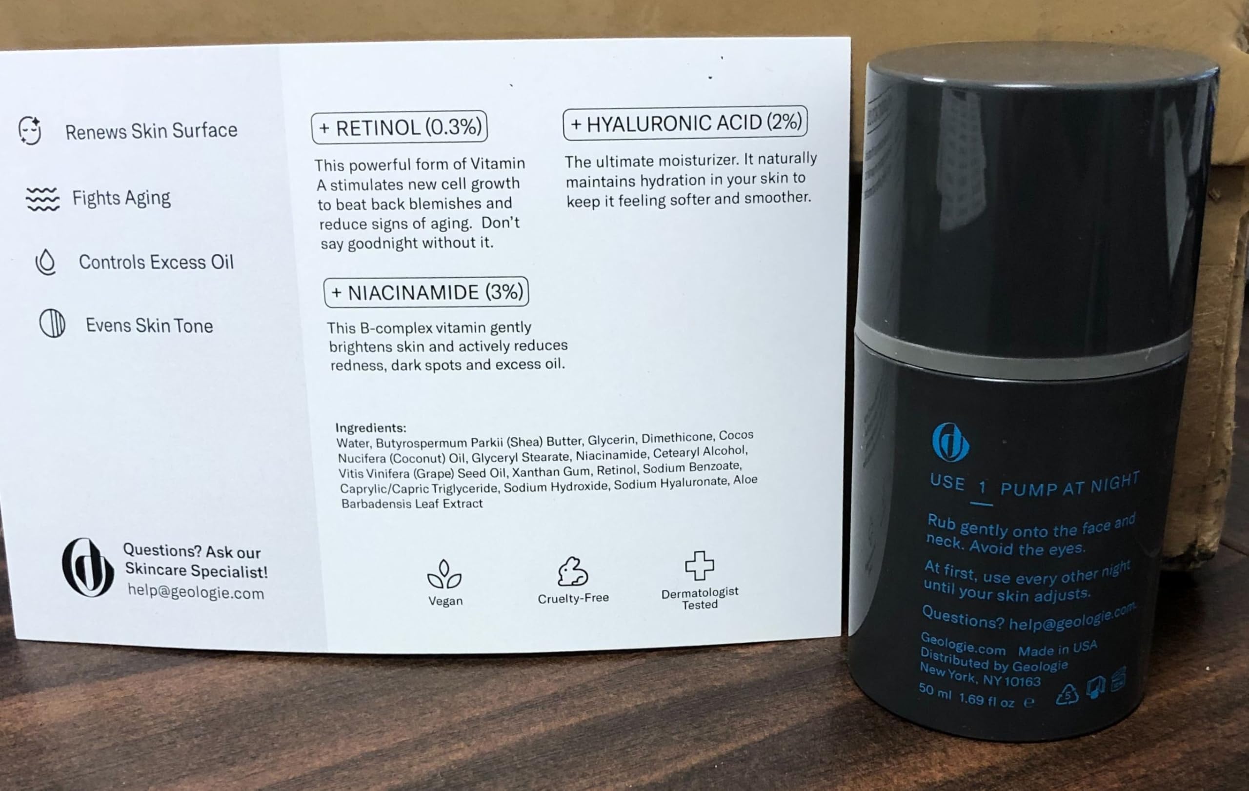 Geologie Crème Nuit Rétinol – soin anti-âge adapté à une routine masculine et féminine.