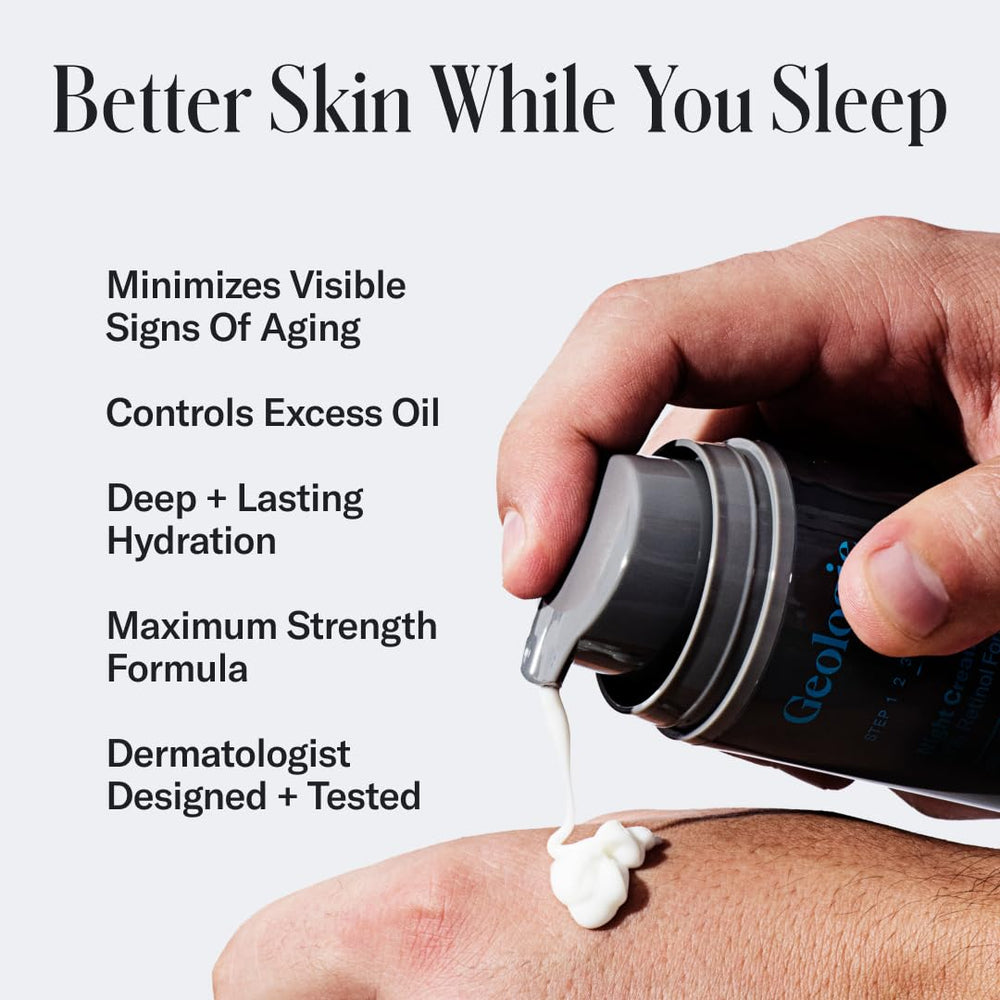 Geologie crème nuit retinol 0,2 %, soin nocturne pour peau équilibrée.