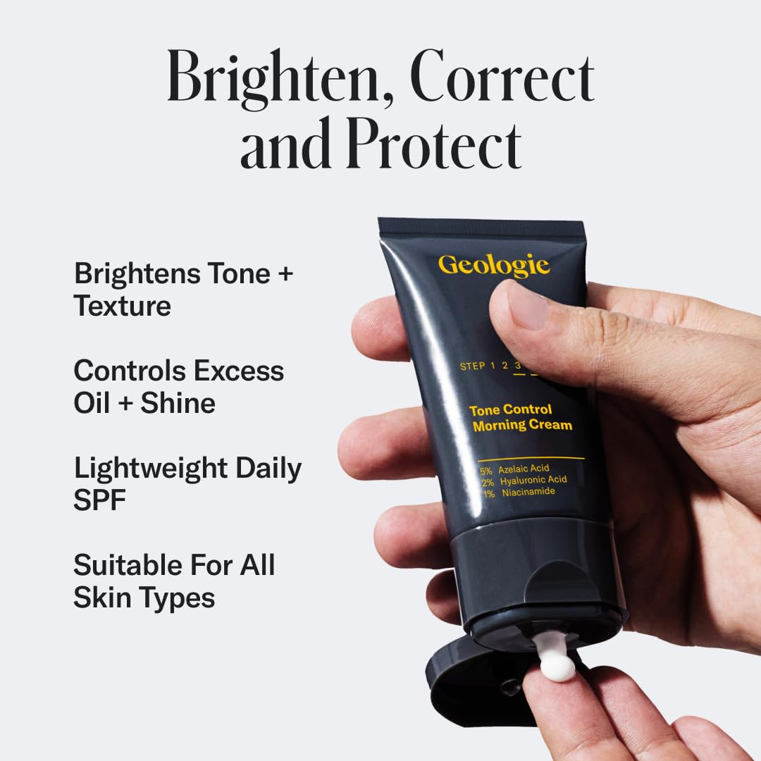Geologie Tone Control Crème Visage SPF15: texture crème lisse pour peau douce et mate.