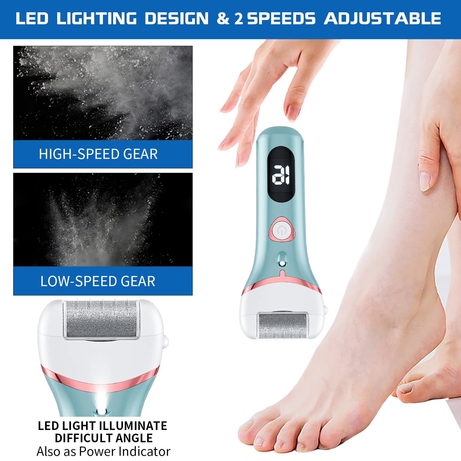 Geopu Pied Électrique – Rouleau moyen pour l'entretien régulier des pieds