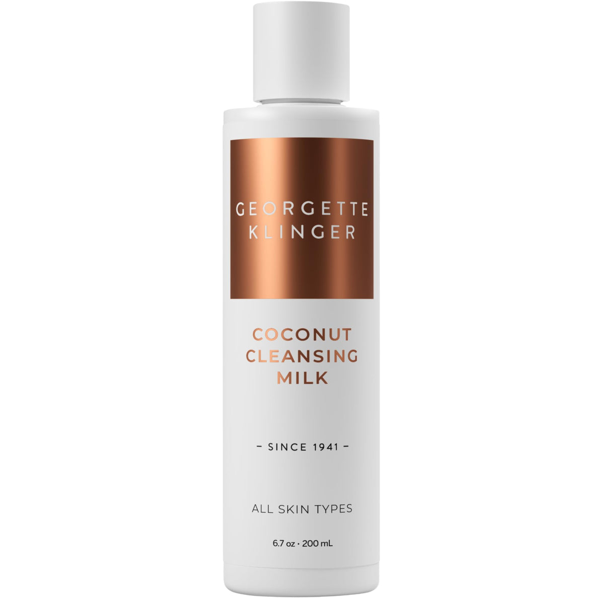 Georgette Klinger Lait Nettoyant Coco – la bouteille démaquille en douceur tout en hydratant.