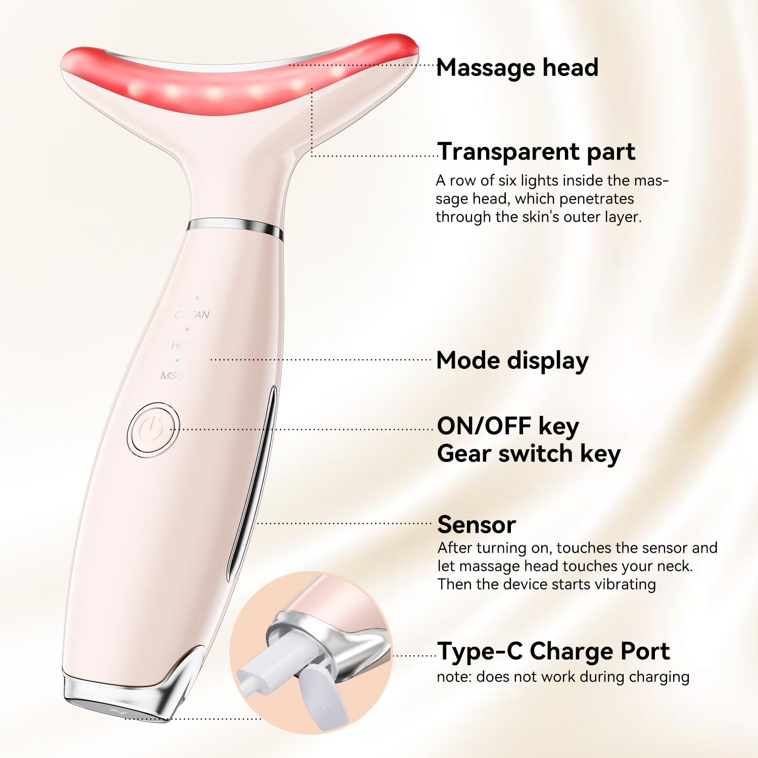 Gequip mode massage bleu, massage ciblé pour contour du visage.