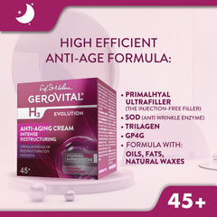 Pot ouvert de la crème nuit Gerovital H3 Evolution prête à être utilisée