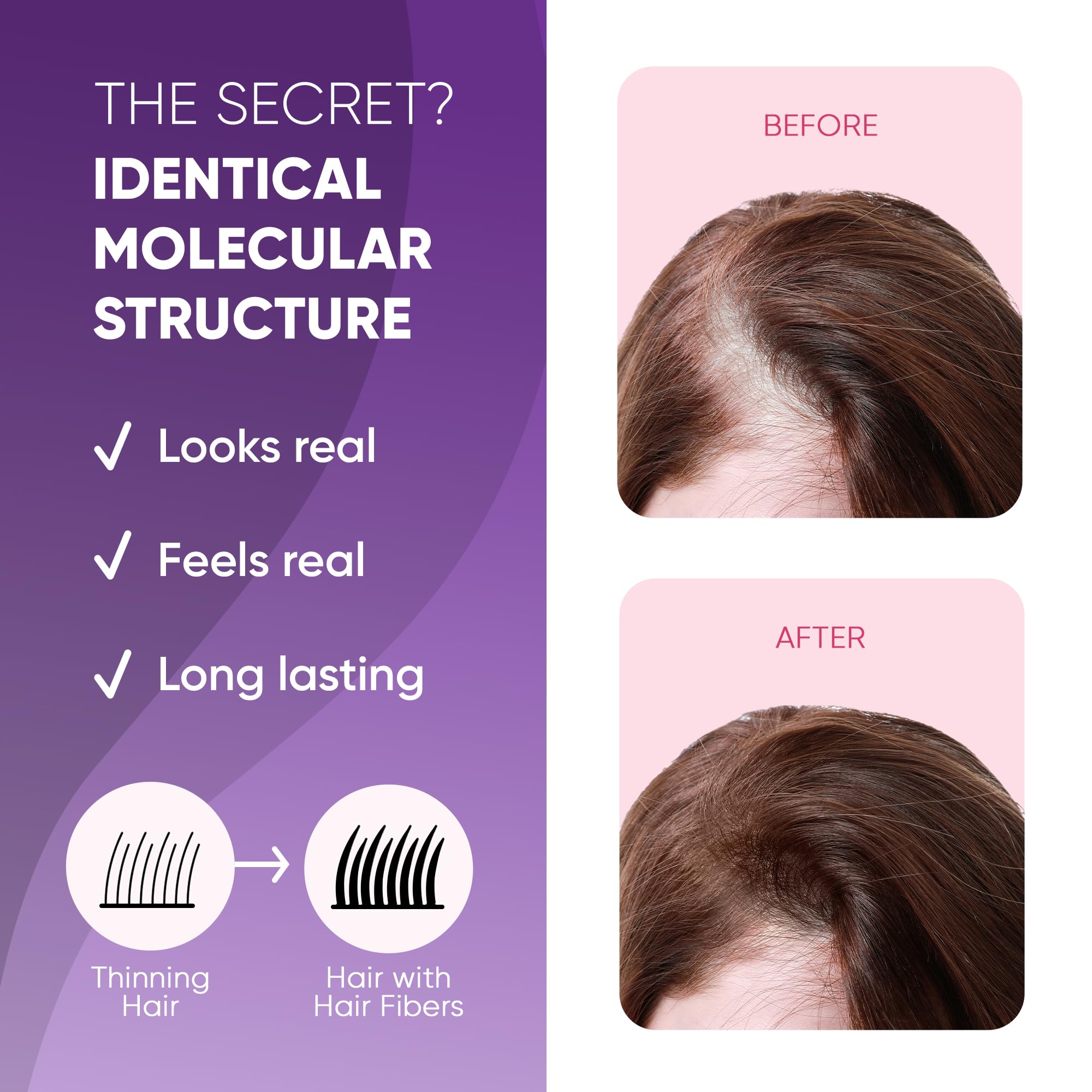GBG Hair Fibers blending into thinning area for natural lift