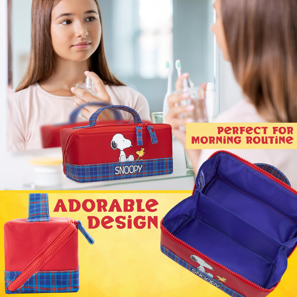 Trousse voyage Get Trend Snoopy avec compartiments, organisation efficace en déplacement.