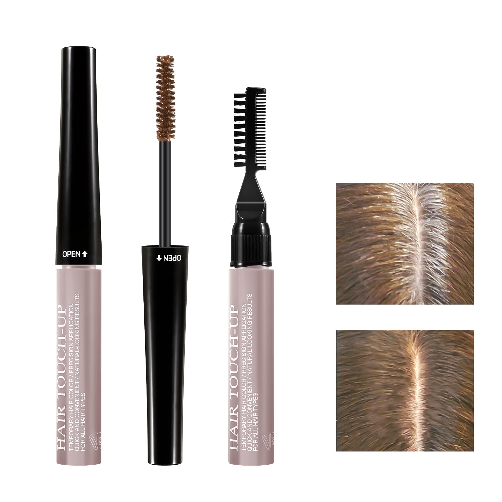 GEUUFEA Mascara cheveux gris avec précision d'application pour une couverture naturelle.