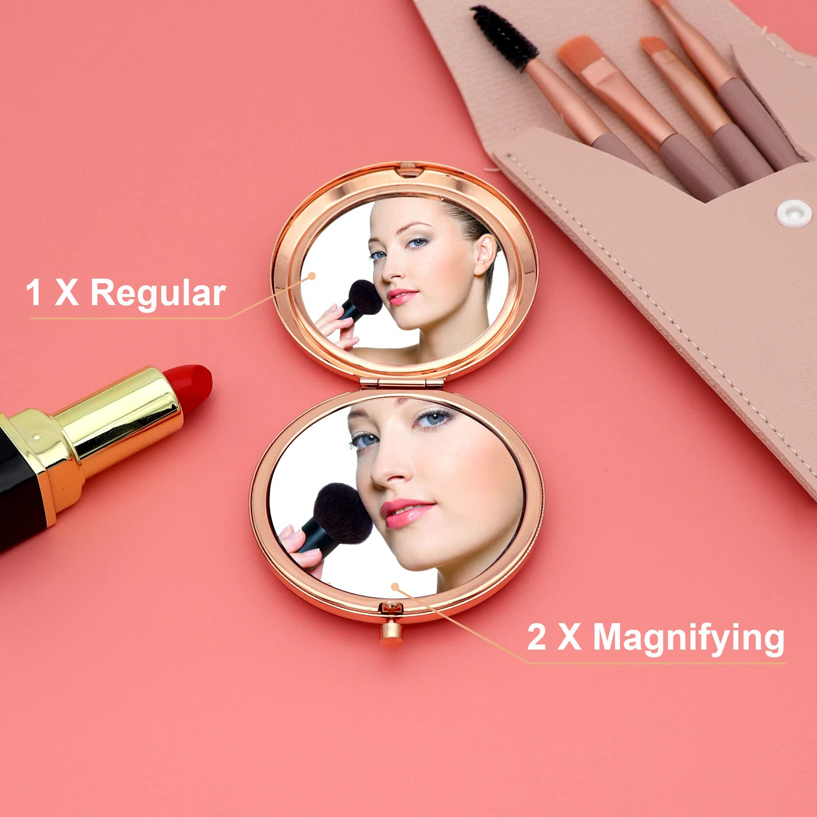 Gevody miroir double-face compact 16e anniversaire, parfait pour contrôle du maquillage.