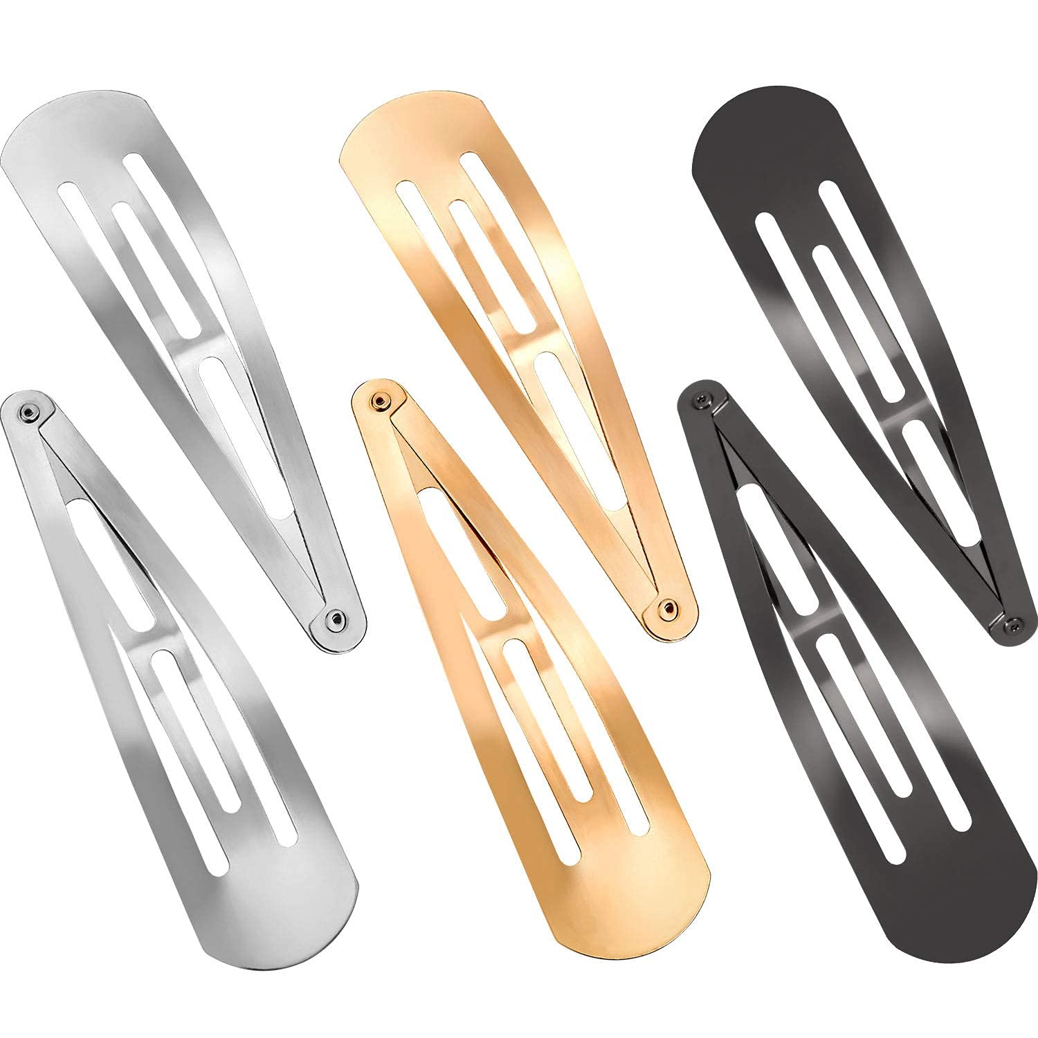 Barrette métallique Geyoga à clip 4 pouces vue latérale, maintien durable.