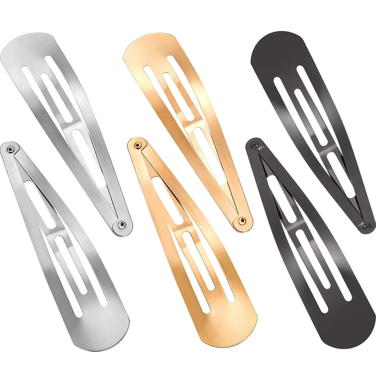 Barrette métallique Geyoga à clip 4 pouces vue latérale, maintien durable.