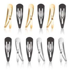 Zoom sur la texture métallique des barrettes Geyoga pour un look soigné.