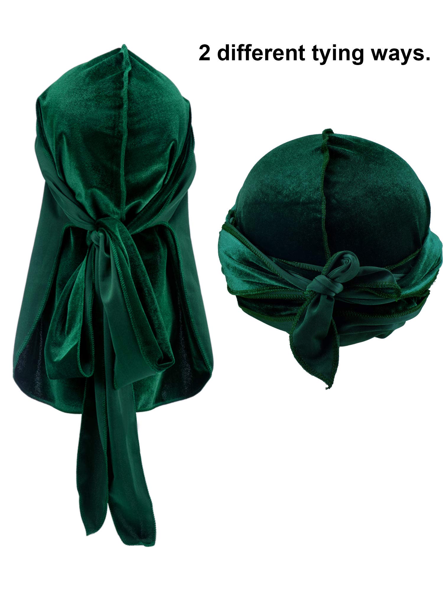 Geyoga: bonnet velours avec queue longue et brides amples pour un look chic.