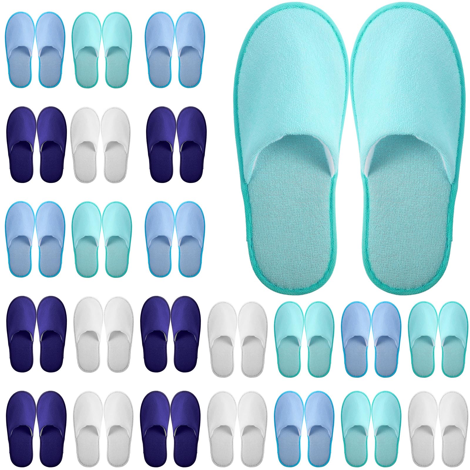 Chaussons jetables Geyoga bleu M, douceur coton pour invités, confort hôtel.