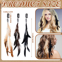 Geyoga extensions cheveux plumes café sombre avec clip, parfait pour festivités.