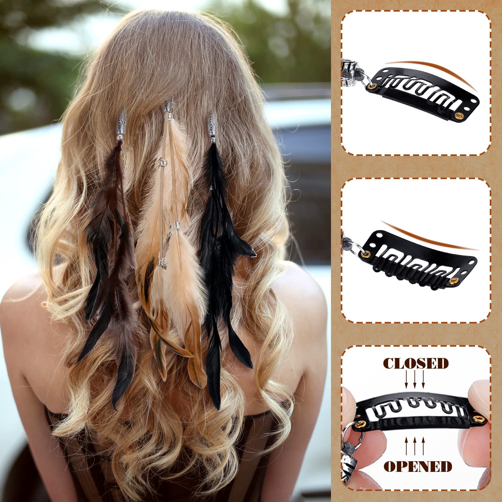 Geyoga plumes cheveux carnaval, accessoire idéal pour photo et performance.