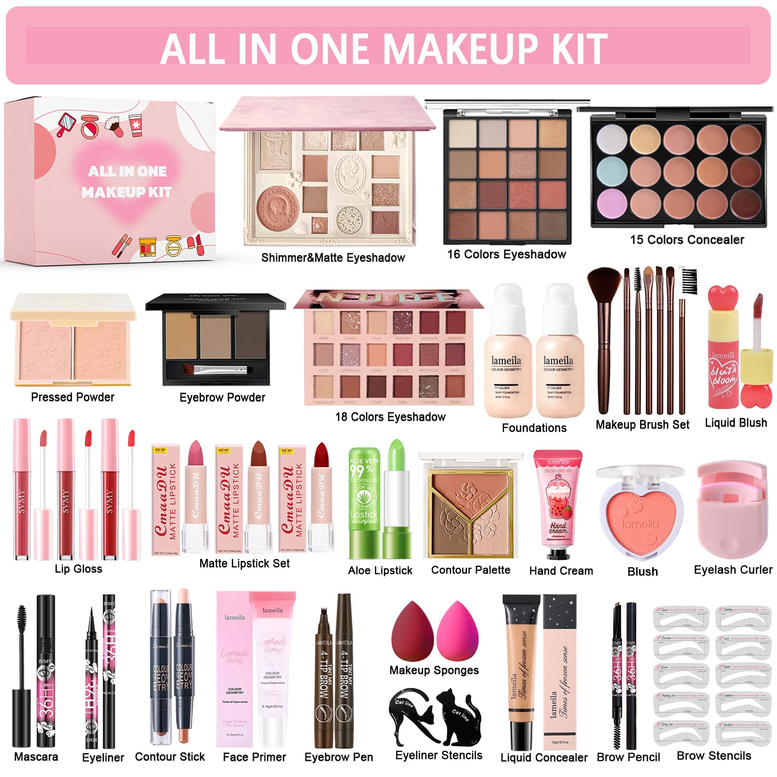 Geyomi kit maquillage tout-en-un: apprêt visage pour peau lisse et uniforme