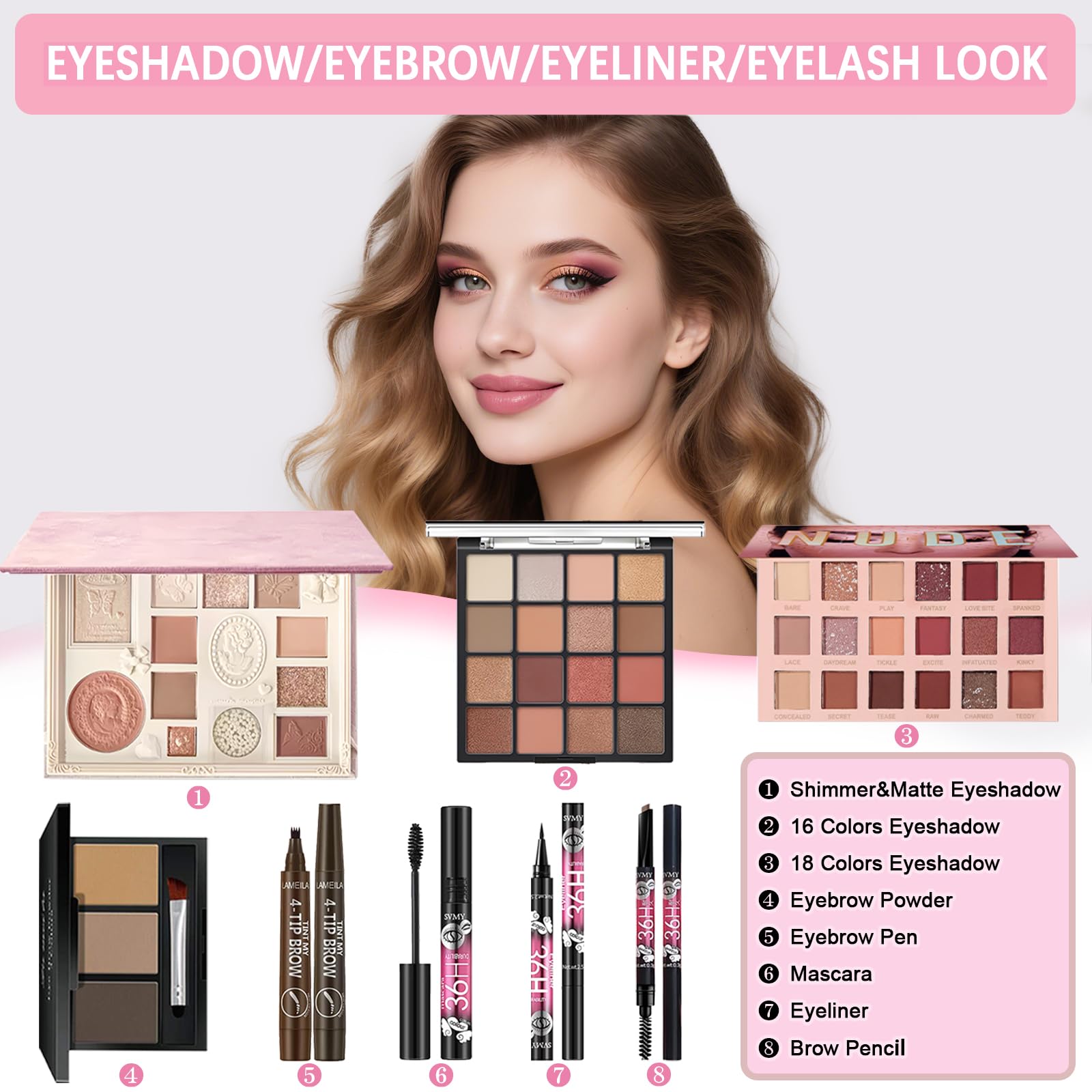 Geyomi kit maquillage tout-en-un: brillant à lèvres pour fini élégant et hydratant