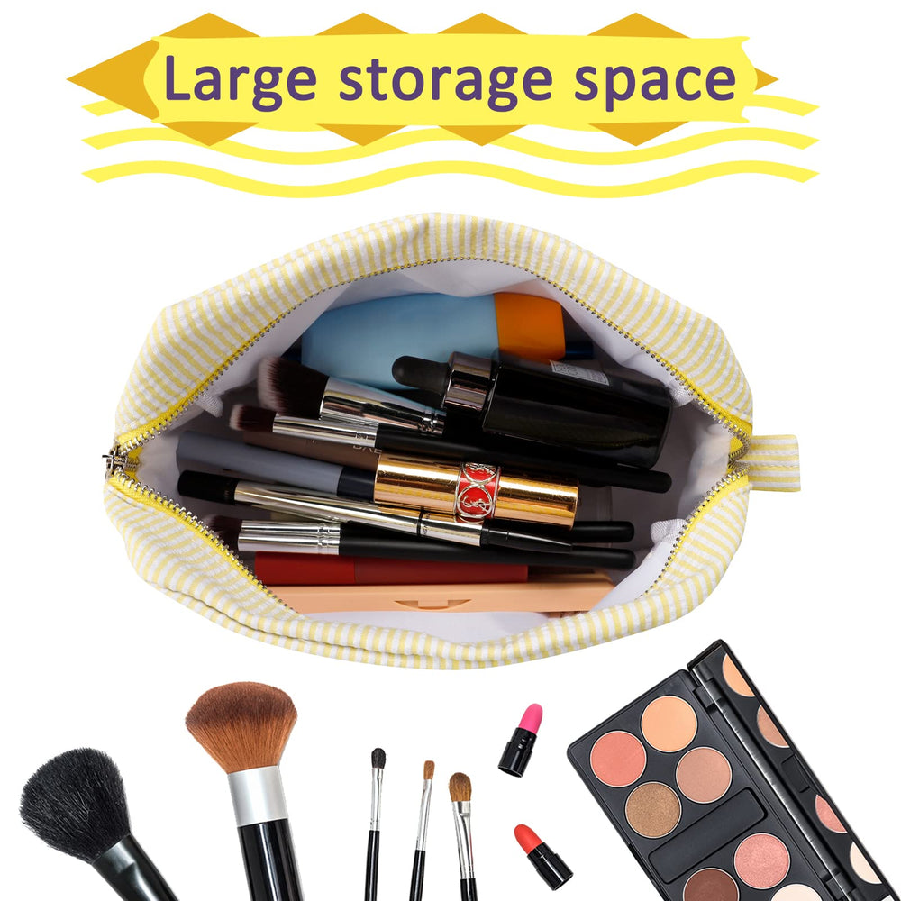 GFU Sac cosmétique Seersucker jaune intérieur organisé pour vos produits.