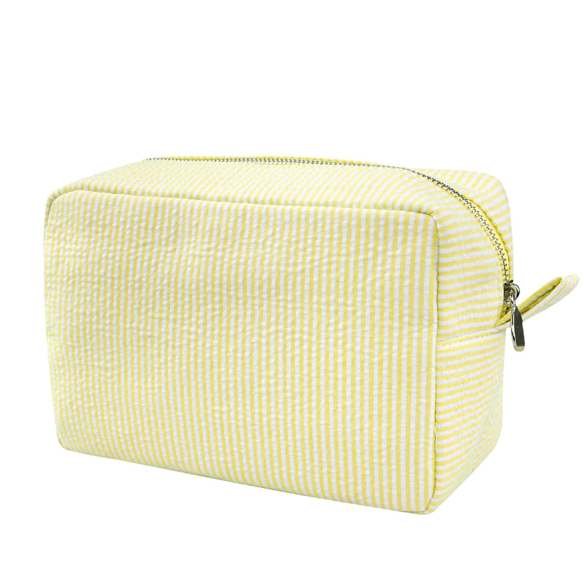 GFU Sac cosmétique Seersucker jaune ouvert, pratique et léger.