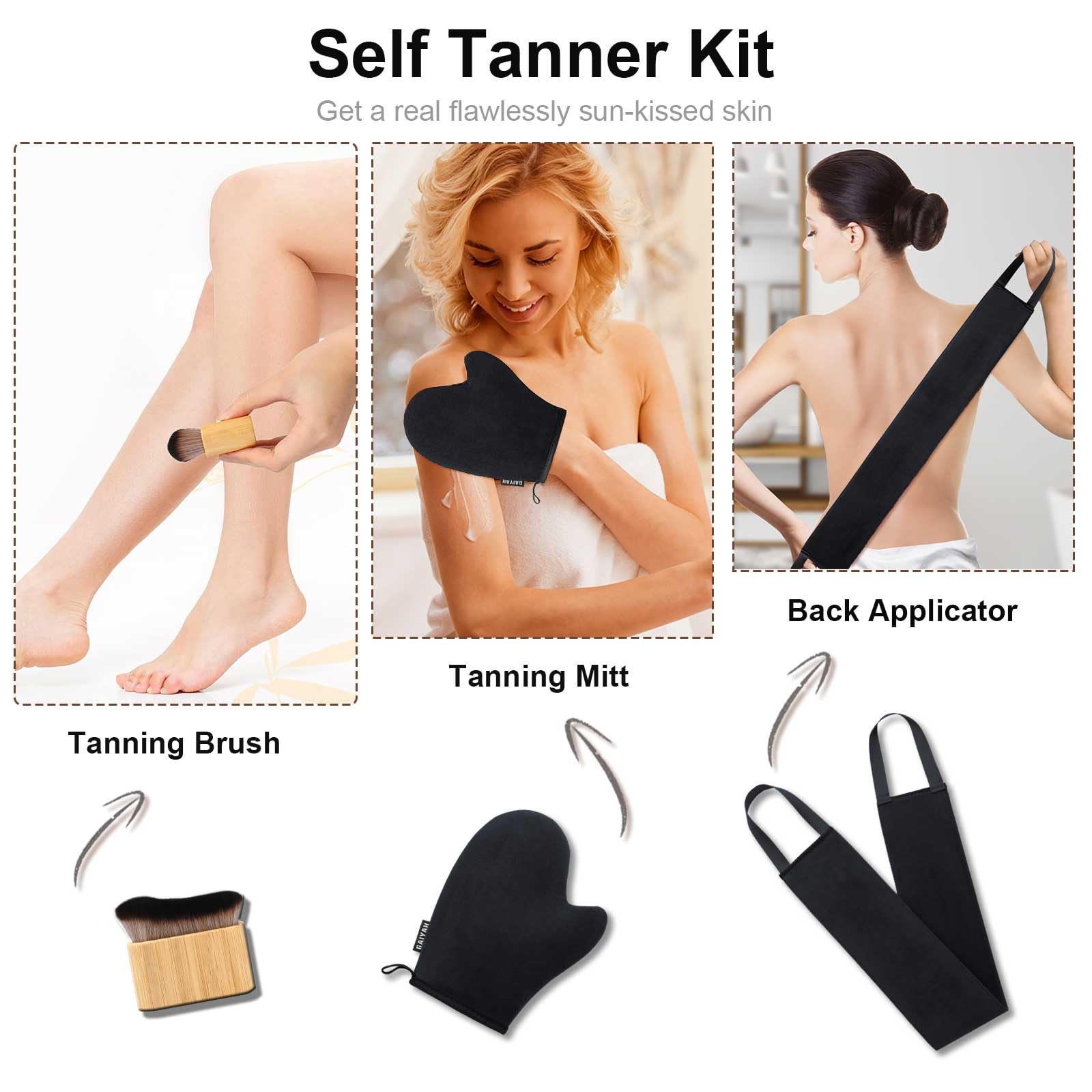 G GAIYAH gant bronzage velours doux pour application précise et sans traces.