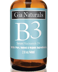 Le Serum B3 Gia Naturals, bouteille pompe 60ml, offre un soin hydratant léger pour le visage.