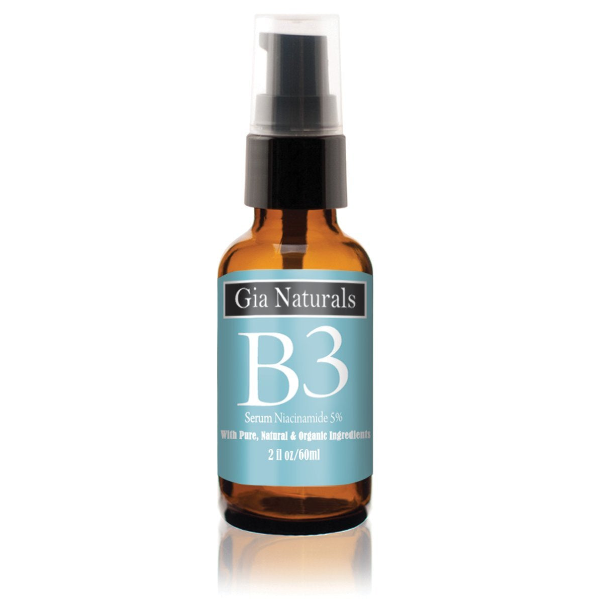 Ingrédients naturels du Serum B3 Gia Naturals, hydratation et éclat durables pour la peau.