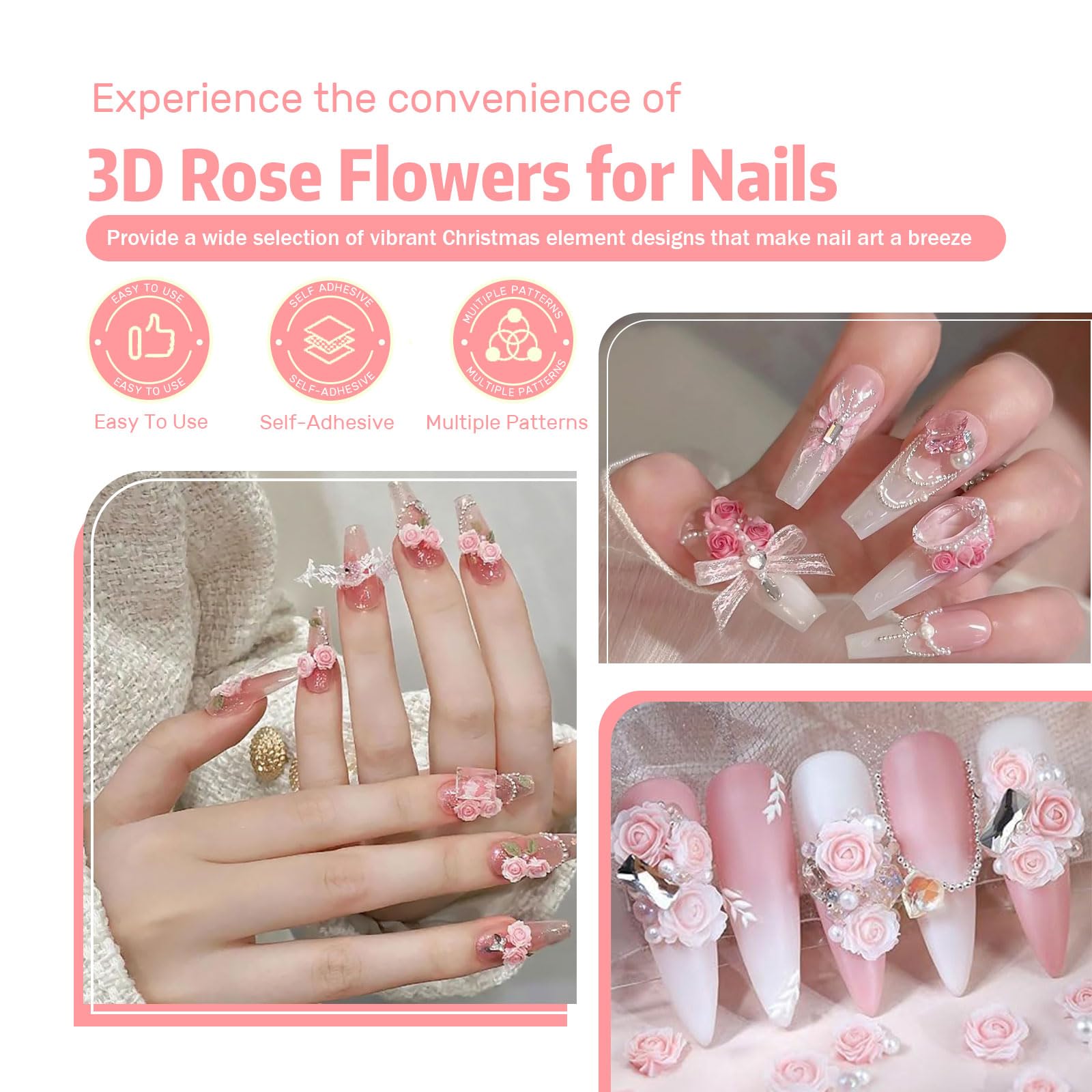 Gieehiol charms rose camellia dos plat, touche élégante pour ongles