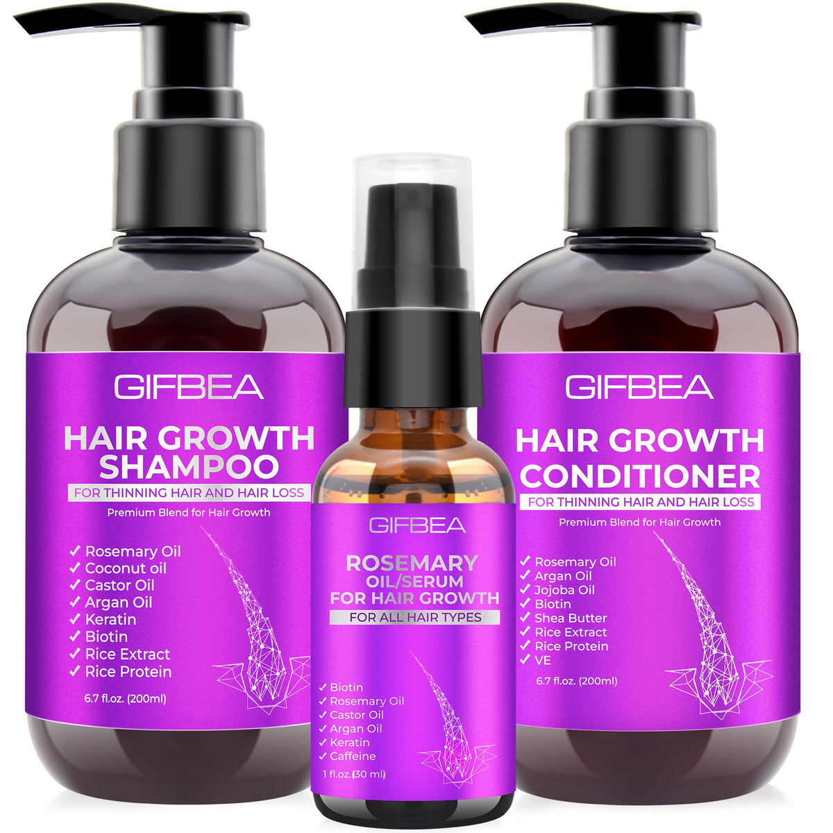 GIFBEA Shampoing Romarin Bouteille — nettoyage en douceur et préparation des cheveux