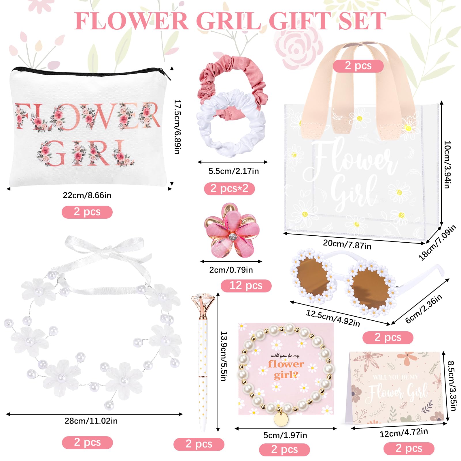 GiftSketch sacs-fille-fleurs: sacs pratiques pour transporter collations et surprises