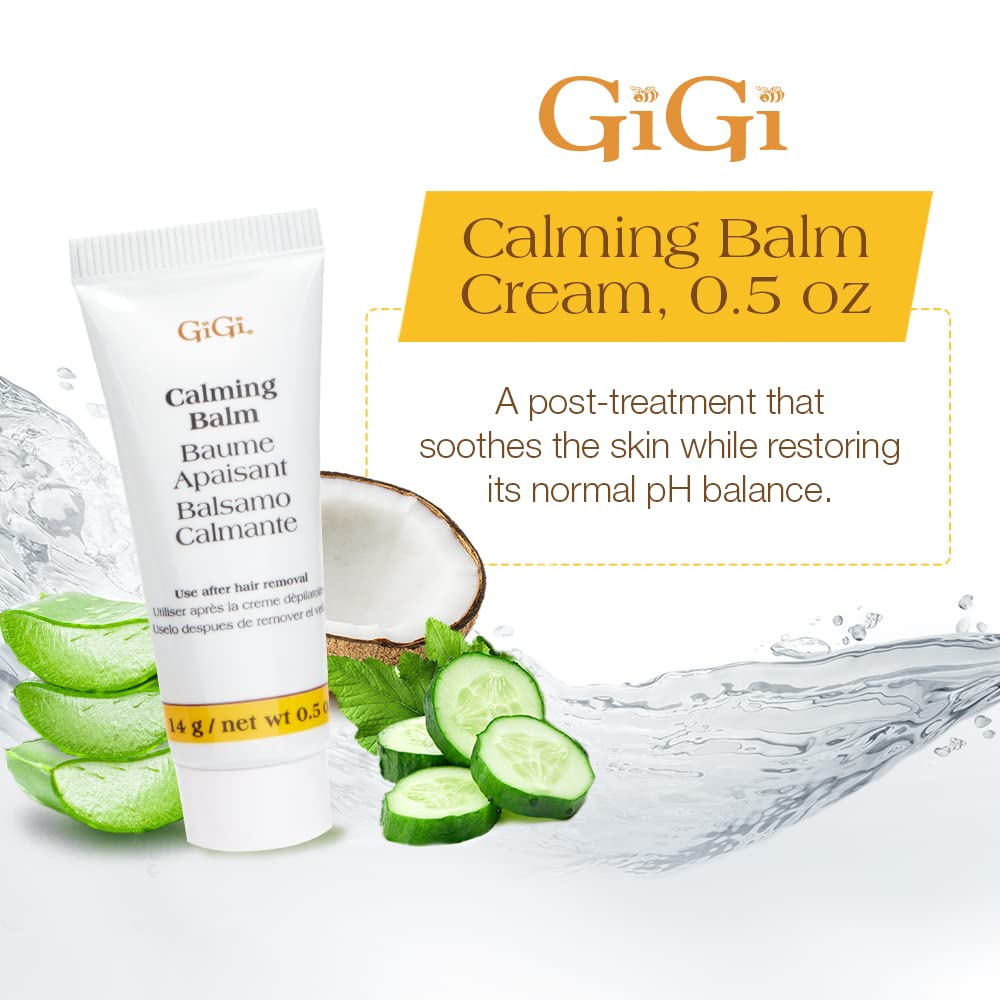 Application de la crème GiGi sur le visage, texture douce.